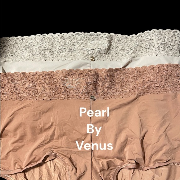 2 PK PEARL BY VENUS PANTIES IN CINNAMON AND NUDE SIZE L LACE WAIST BOY SHORT - Picture 1 of 4